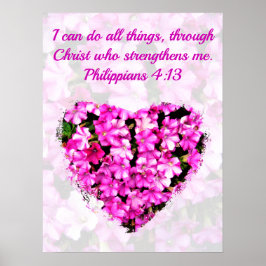 SÖT ROSA BLOMMIGT PHILIPPIANS 4:13 BIBLE VERSE POSTER