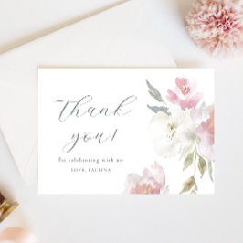 Söt Rosa Blommigt Quinceañera Photo Tack Inbjudningar