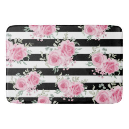 Söt Rosa Blommigt Ro Black Rand Baby Blanket Badrumsmatta