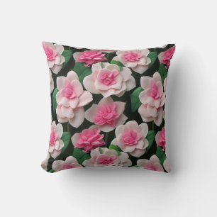 Söt rosa blommigt rosa ros rosa dahlias peonies kudde