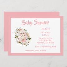 Söt Rosa Blommigt Script Girl Baby Shower