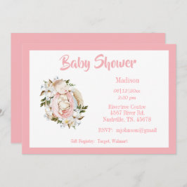 Söt Rosa Blommigt Script Girl Baby Shower Inbjudningar