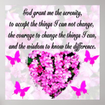 SÖT ROSA BLOMMIGT SERENITY PRAYER
