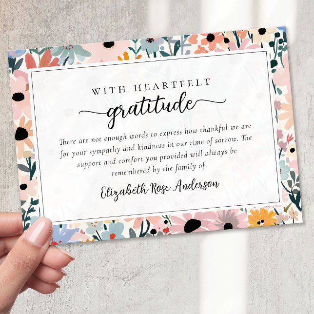 Söt Rosa Blommigt Sympati Funeral Tack Kort (Skapare uppladdad)