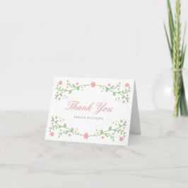 Söt Rosa Blommigt Tackkort-kort Tack Kort