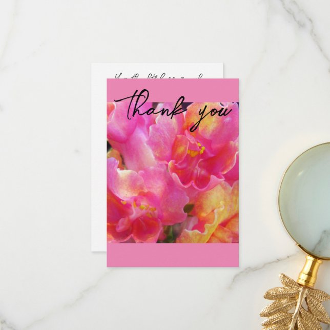 Söt Rosa Blommigt - tackkort Tack Kort (Fram/Back In Situ)