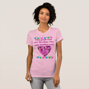 SÖT ROSA BLOMMIGT TEACHER DESIGN TEE