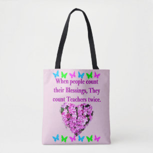 SÖT ROSA BLOMMIGT TEACHER DESIGN TYGKASSE
