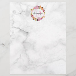 Söt Rosa Blommigt Utandning Monogram