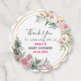 Söt Rosa Blommigt Utandning Tack Babykläder Gåvor Etiketter