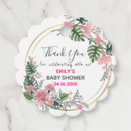 Söt Rosa Blommigt Utandning Tack Babykläder Gåvor Etiketter