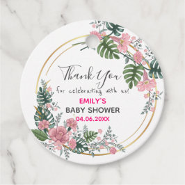 Söt Rosa Blommigt Utandning Tack Babykläder Gåvor Etiketter