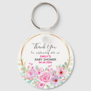 Söt Rosa Blommigt Utandning Tack Babykläder Nyckelring