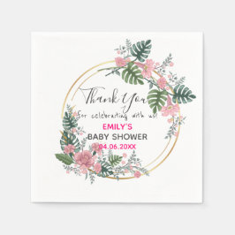 Söt Rosa Blommigt Utandning Tack Babykläder Pappersservett