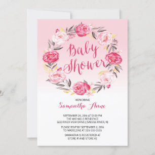 Söt Rosa Blommigt Utandningsflickor Babykläder Inbjudningar