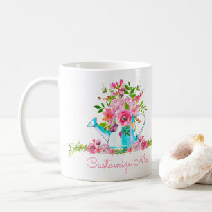 Söt Rosa Blommigt Vattenfärg, Anpassade Kaffemugg