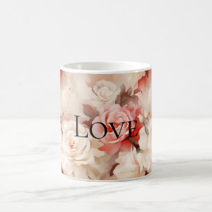 Söt Rosa Blommigten Cream Ro Kaffemugg