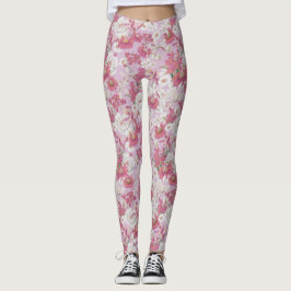 Söt Rosa Blommönster för färgstark Lila Leggings