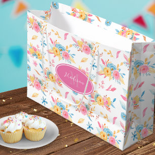 Söt Rosa Blommönster Monogramme