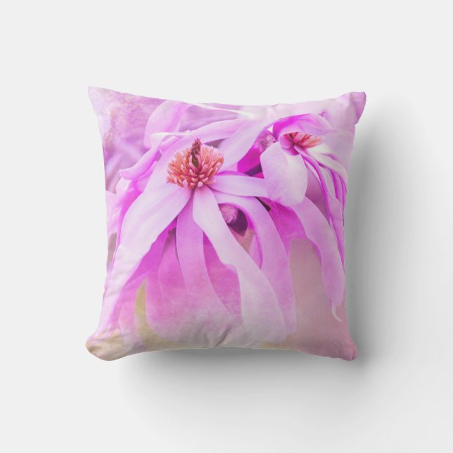 Söt Rosa Blommor Blommar Kudde (Framsida)