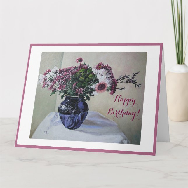 Söt rosa blommor Grattis på födelsedagen blommigt  Kort (Framsida)