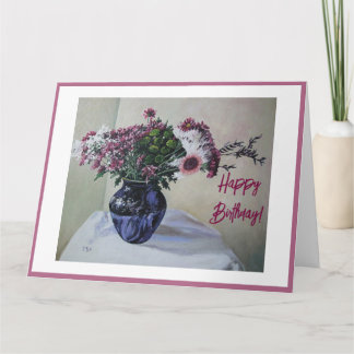 Söt rosa blommor Grattis på födelsedagen blommigt Kort