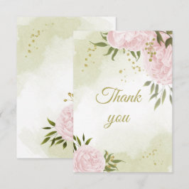 söt rosa Blommor greenery botanique Tack Kort