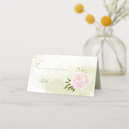 söt rosa Blommor grönt löv Placeringskort