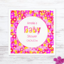 Söt Rosa Blommor Personlig Baby Shower