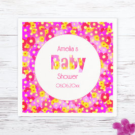 Söt Rosa Blommor Personlig Baby Shower Pappersservett
