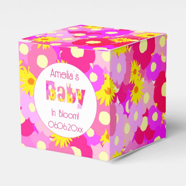 Söt Rosa Blommor Personlig Baby Shower Presentaskar (Framsidan Sidan)