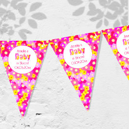 Söt Rosa Blommor Personlig Baby Shower Vimplar