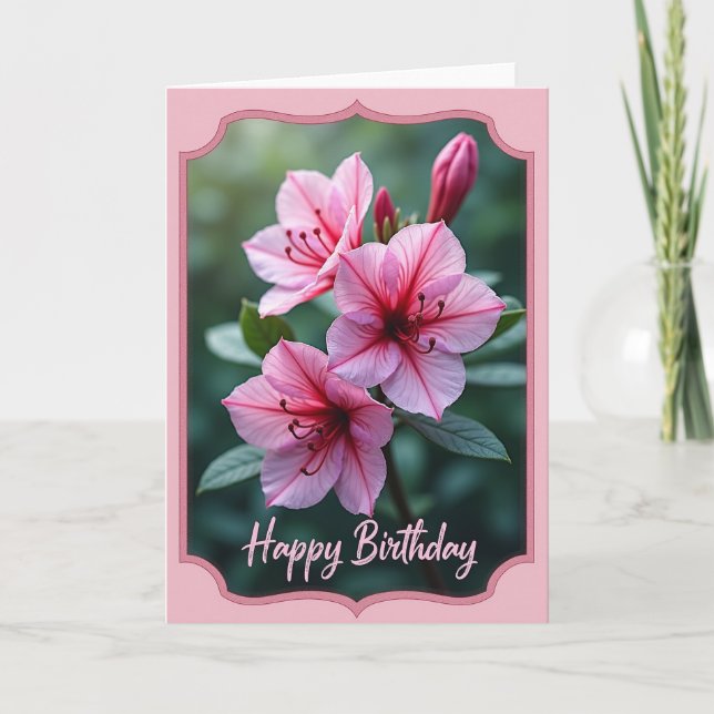 Söt Rosa Blomsterkort Kort (Framsida)