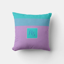 Söt Rosa Blue Aqua >Monogram Pillow Kudde