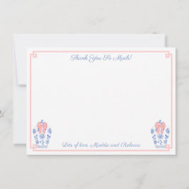 Söt Rosa Blue Chinoiserie Baby Shower Bild Anteckningskort