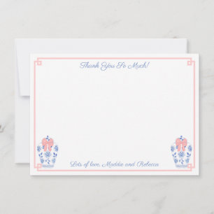 Söt Rosa Blue Chinoiserie Baby Shower Bild Anteckningskort