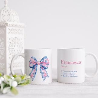 Söt Rosa & Blue Chinoiserie Bow Friend Kaffemugg
