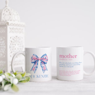 Söt Rosa & Blue Chinoiserie Bow Mor Kaffemugg