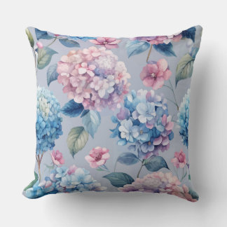 SÖT ROSA & BLUE HYDRANGEA BLOMMIGT BLOOM KUDDE