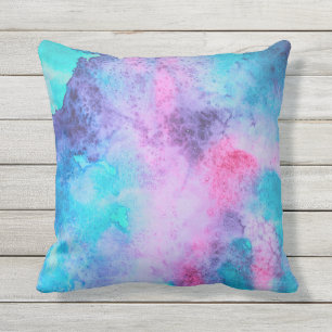 Söt Rosa Blue Lila Salty Watercolor Art Kudde