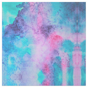 Söt Rosa Blue Lila Salty Watercolor Art Tyg