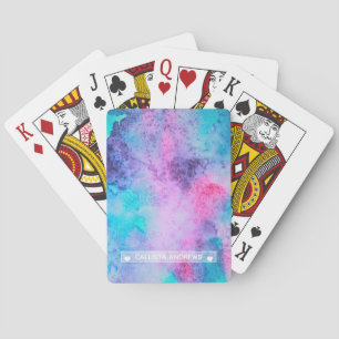 Söt Rosa Blue Lila Salty Watercolor Monogram Casinokort