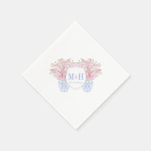 Söt  Rosa Blue Monogram Bröllop