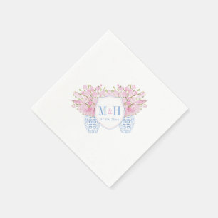Söt  Rosa Blue Monogram Bröllop Pappersservett