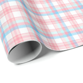 Söt rosa blue plaid-gender avslöjar party  presentpapper