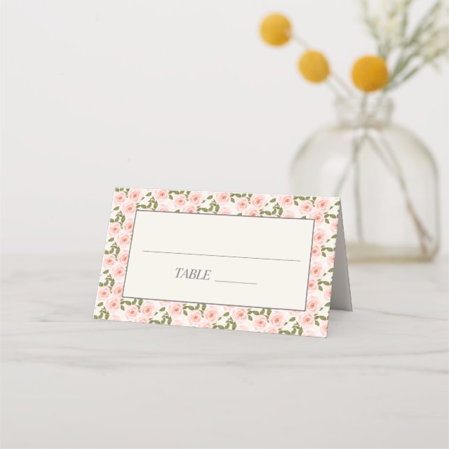 Söt rosa blush vårblomma  placeringskort (Framsida)
