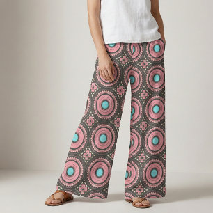 Söt Rosa Boho Mosaic Geometric Mönster Tyg