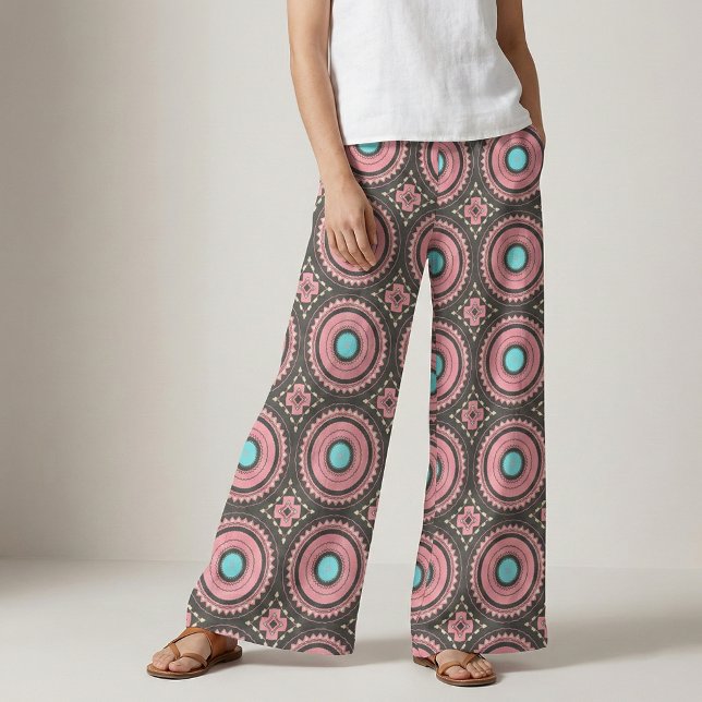 Söt Rosa Boho Mosaic Geometric Mönster Tyg (Skapare uppladdad)