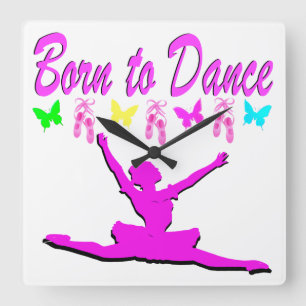 SÖT ROSA BORN TILL DANCE BALLERINA DESIGN FYRKANTIG KLOCKA