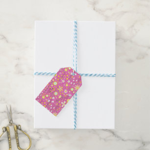 Söt Rosa Botanias Blommigt Gift-Märkre Presentetikett